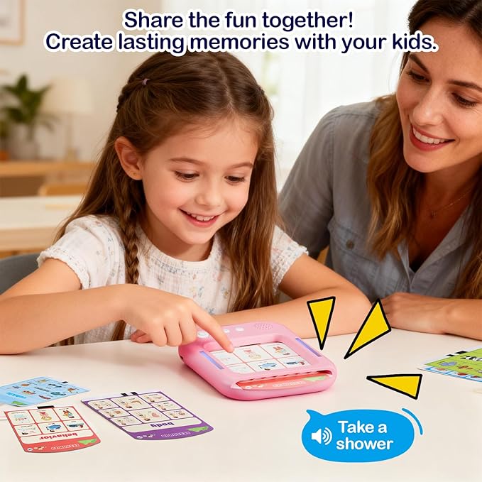 Interactive Learning Tablet for Kids, Educational Talking Toy with with 30 Flash Cards for Alphabets, Phonics, Words, Music & Quiz, Best Learning Toy for Ages 2-5, Birthday Gift for Boys&Girls, Pink