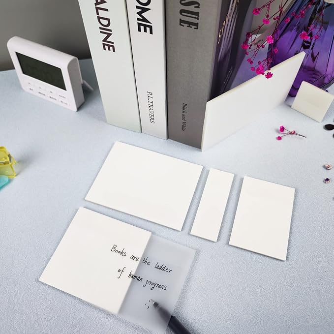 Transparent Sticky Notes 650 Sheets, Clear Sticky Notes, See Through Invisible Translucent Sticky Note for School, Office 13 Packs, (1.5"x1.5", 3"x1", 3"x2", 3"x3", 3"x4",3"x5")