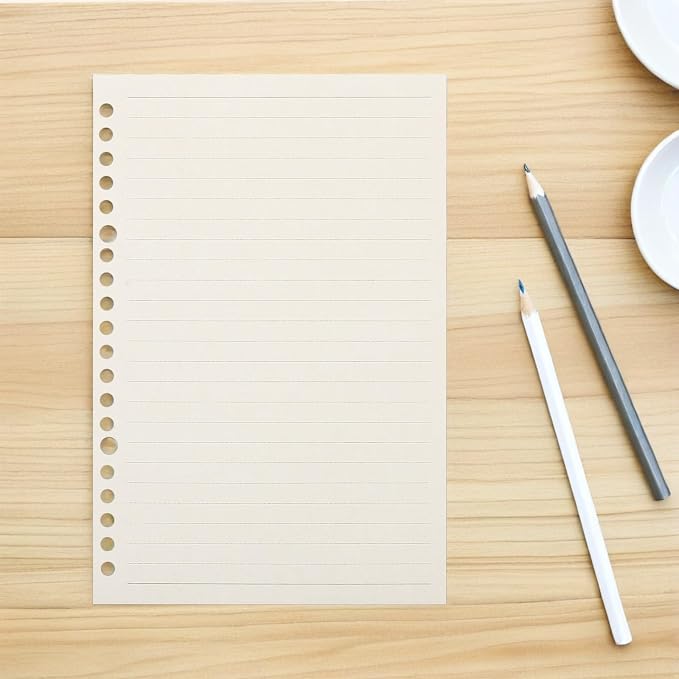 DOITOOL Lined Loose Leaf Paper Refill A5 20-hole Reinforced Notebook Inserts 60 Sheets Grid Planner Paper for Personal Notebooks and Binder Organizers