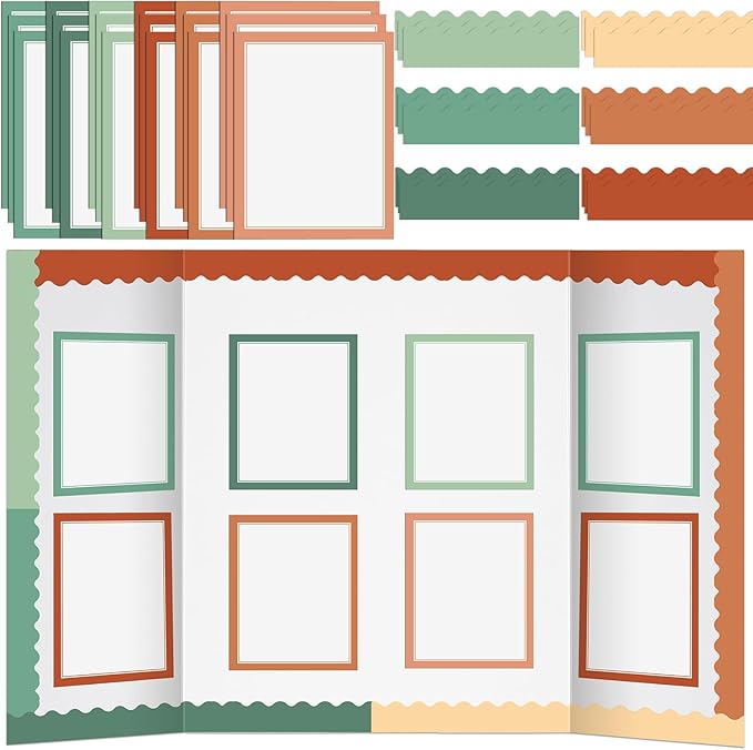 90 Pcs Science Fair Board Supplies Include 72 Trim Scalloped Bulletin Borders 18 Presentation Board Subtitles for Classroom Office Display(Bohemia)
