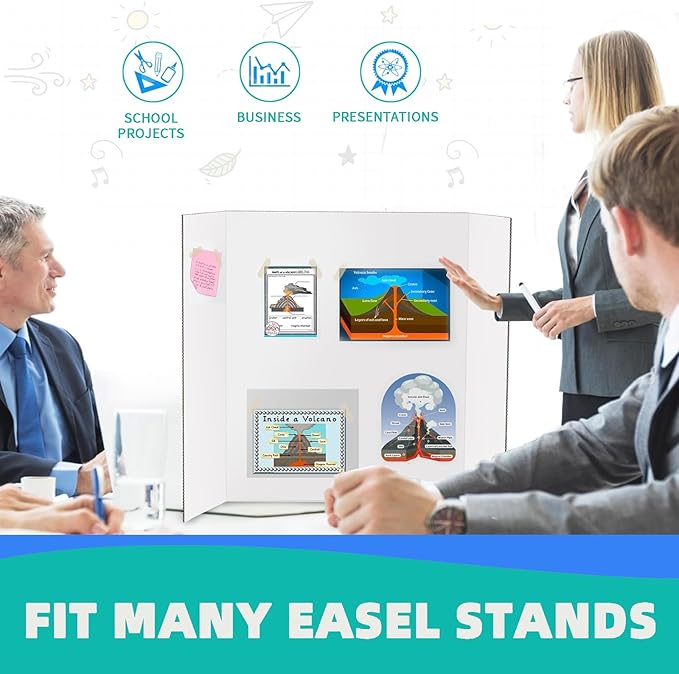 Trifold Poster Board 26"x17", 5 Pack Small Presentation Board for Science Fair Projects, Foldable Display Board for School Projects, Office Presentations and Classroom