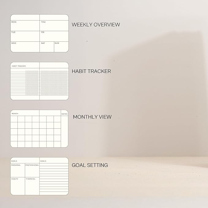 Kunitsa Co. Undated Planner - Hardcover, with Habit Tracker & Goal Setting - Weekly, Full Year (Oat)