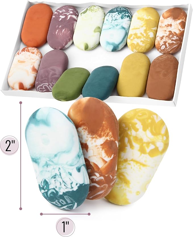 Mr. Pen- Marble Pencil Erasers, 12 Pack, 1" x 2", Soft Rubber Marble Pencil Erasers for School, Office, Art Sketching, Homework, Exams, Clean Smudge-Free Correction
