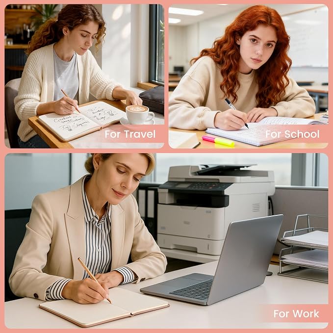 Dotted Journal Notebook Soft Cover PU Leather Journaling Notebooks for Women Men Writing Work Office School 160 Pages 100 GSM Thick Paper A5 Dotted 80 Sheets 5.79"x8.27", Pink