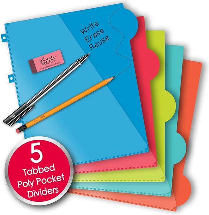 iScholar iQ 5-Subject Poly Cover Wirebound Notebook, College Ruled, 11 x 8.5 Inch Sheet Size, 200 Sheets, Cover Color May Vary (59906)