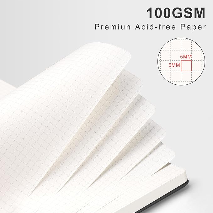 AHGXG Graph Paper Notebook, 140 Pages, B5 (7.6" x 10")