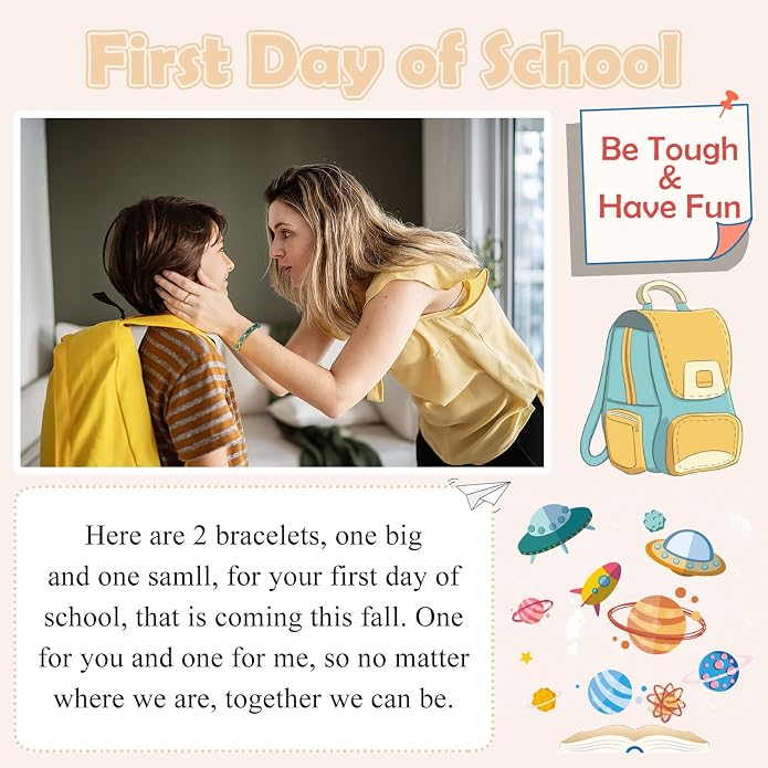 PINKDODO First Day of School Bracelet Back to School Gifts Mommy and Me Bracelets Mother Son Bracelet