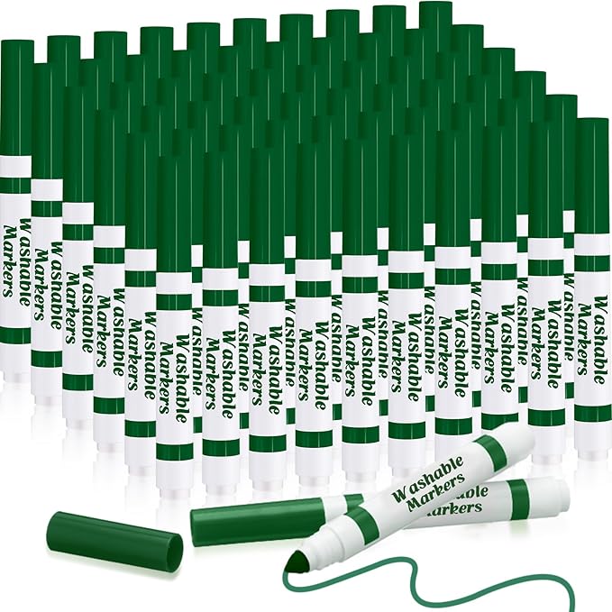 60 Pcs green Washable Markers Bulk Coloring Broad Line Markers for Kids Conical Tip green drawing pens for Classroom Back to School travel Art baby shower gender reveal Supplies, Ages 6+