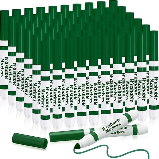 60 Pcs green Washable Markers Bulk Coloring Broad Line Markers for Kids Conical Tip green drawing pens for Classroom Back to School travel Art baby shower gender reveal Supplies, Ages 6+