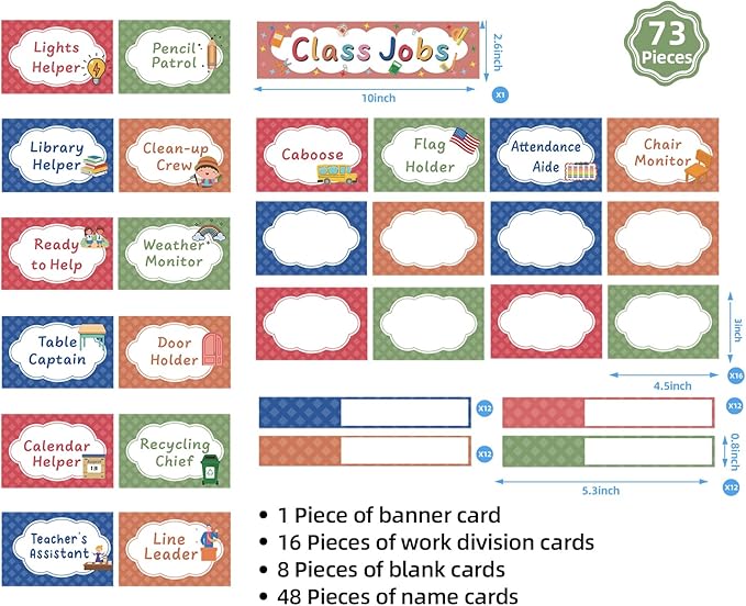 REGELETO Class Jobs Pocket Chart with 17 Pockets and 2 Storage Bags,73 Cards Class Management Educational Pocket Chart Teacher's Helper Size: 32.6" L x 19.6 H Bulletin Board for Classroom (Black)