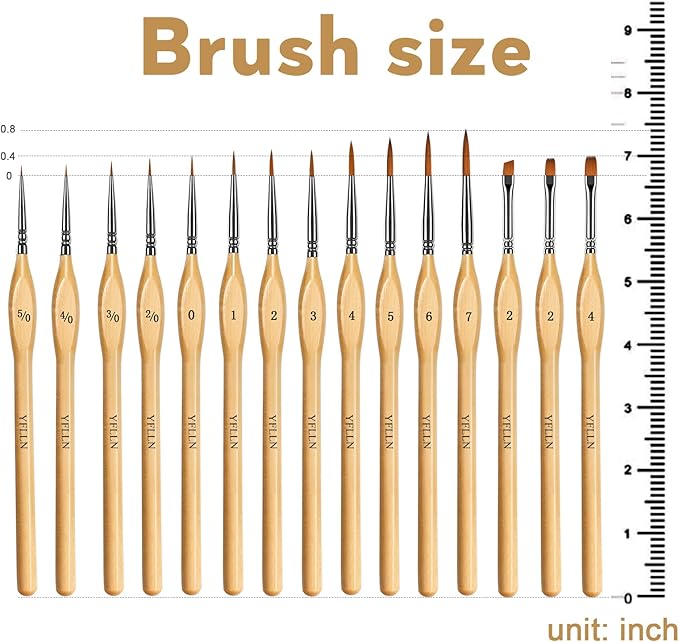 Miniature Paint Brushes, 15PCS Model Brushes Detail Paint Brush Set, Fine Detailing for Watercolor, Oil, Face, Acrylic, Nail, Line Drawing, Scale Model Painting