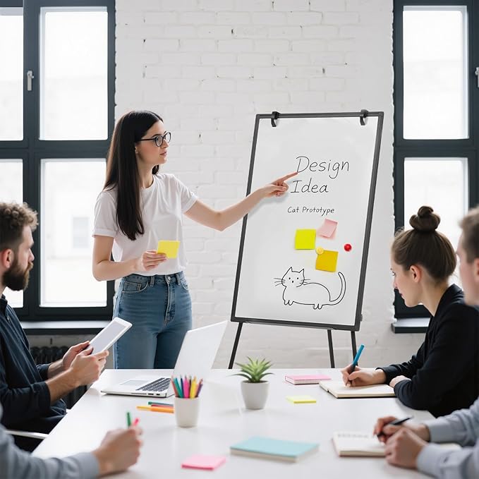 NEWBULIG Magnetic Dry Erase Board 40" x 28", White Board with Adjustable Stand, Heavy-Duty Aluminum Frame & Accessory Tray for Office, Classroom, Home & Presentations, Black