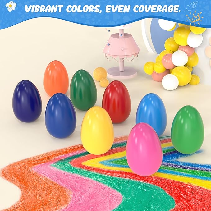 9 Colors Easter Egg Crayons for Kids, Easy Grip Palm-Grasp Washable Drawing Tools, Great Gift for Kids 3+, Drop-Resistant First Art Supplies, Birthday Gifts for Boys Girls