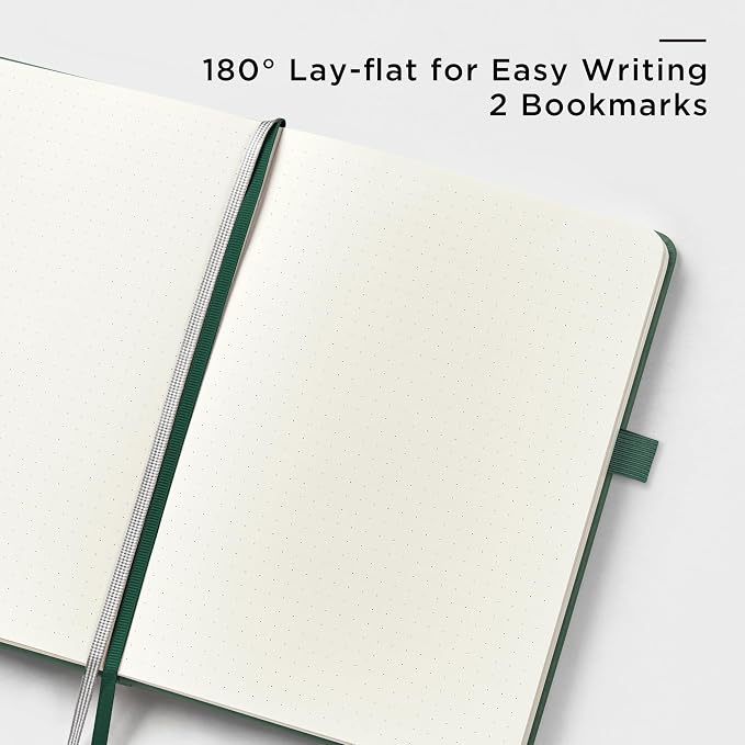 &And Per Se Dotted Journal Notebook, A5 Hardcover Dotted Notebook, 160 Pages 100GSM Thick Paper Dot Grid Journal with Fineliner Pen (Green)