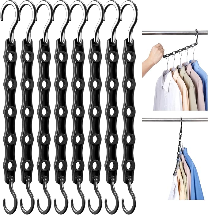 HOUSE DAY Space Saving Hanger 20 Pack, Black Magic Hangers Multifunctional | for Closet Organizers and Storage for Heavy Clothes, Dorm Room Bedroom Home RV Car Camper Organization Essentials