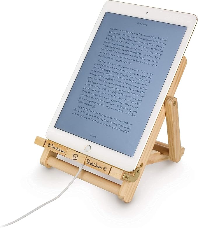 Gifts for Readers & Writers Book Stand Holders Wood Ipad Stand Multistripe, Stylish Wooden Book Holders for Reading Hands Free, Compact and Portable Wooden Cookbook Stands, Textbook Holder