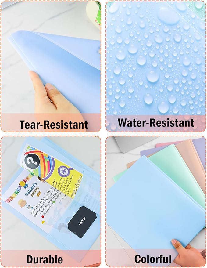 Habgp Plastic Folders with Pockets and Prongs, Heavy Duty 20 Pack 2, Letter Size File Pocket Folders for Office School