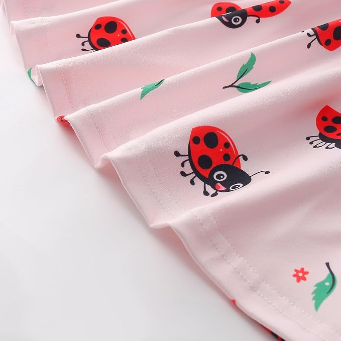 Popshion Girls Dresses Flutter Sleeve Swing Sundress Toddler Summer Clothes Kid Birthday Party Sleeveless Dress 1-8 Years Old