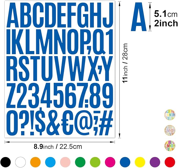 Large Alphabet Stickers 2 Inch, 8 Sheets Waterproof Letter Decals, Self Adhesive Vinyl Letters for Inventory Labels, Tool Cabinets, Moving Boxes and Organization (Yellow)