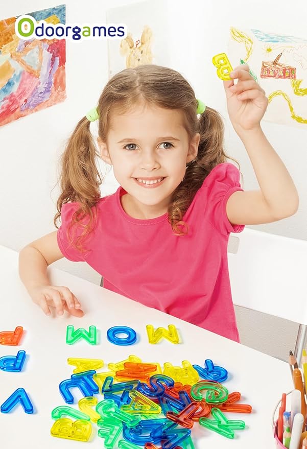 52 Pcs Translucent Capital Letters – Plastic Alphabet Letters for Kids – Ideal for Light Table Manipulatives & Educational Play, Vibrant Colors for Creativity and Learning