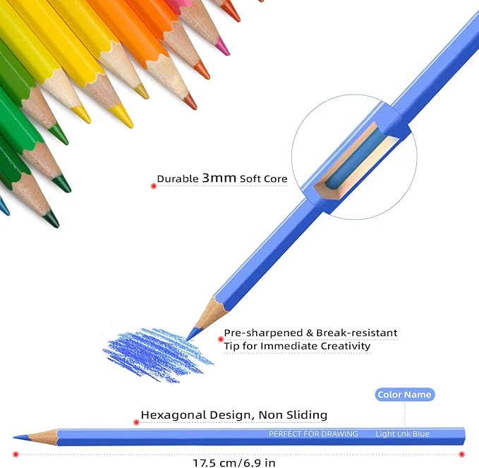 36 Colored Pencils Professional Coloring Pencils Artist Sketch Drawing Color Pencil for Kids and Adults Art Color Pencil Set