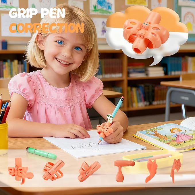 18 Pack Pencil Grips for Kids Handwriting Preschool Pencil Grip Holding Trainer Grippers Pen Grip Writing Tool for Kids Toddler Children, Fits Pencils, Pens, Crayons (Orange-red)