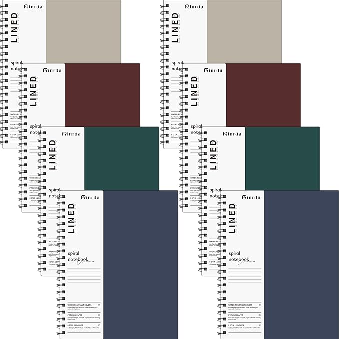 Lined Notebook Spiral Notebook 8.5" x 11"-8 Pack Large Journal Hardcover Notebook 7mm College Ruled Notebook 120 Pages 100 GSM Thick Hardcover Journal for School (LINED, Mult-color)