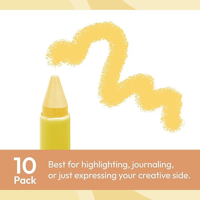 10 Pack Bible Safe Highlighters - Yellow Color, Wax Highlighters No Bleed, Bible Markers for Journaling, Study Accessories and School Supplies