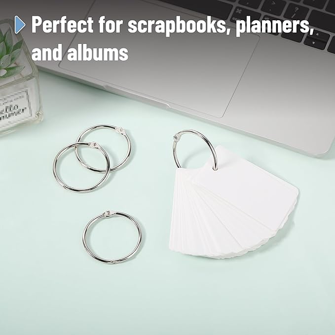 Mr. Pen- Loose Leaf Binder Ring, 1.5 Inch, 100 Pack, Metal Loose Leaf Binder Book Rings Bulk for Books and Index Cards, Scrapbook, Keychains, School, Home, Office, Silver
