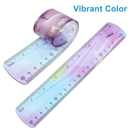 Hitefu 2 Pcs Plastic Flexible Ruler, 8 Inch Colorful Bendable Ruler Shatterproof Straight Edge, for School Classroom, Office, Students & Adults (20 cm)