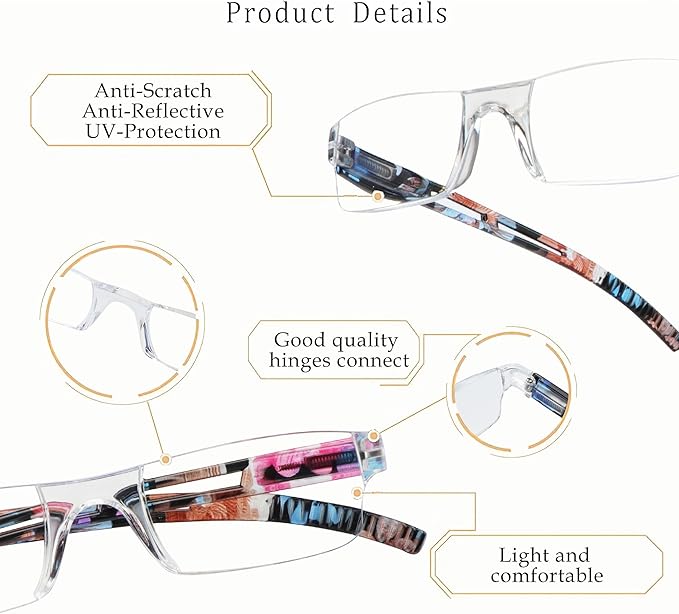 LifeArt 2/4 Pairs Reading Glasses, Blue Light Blocking Glasses, Computer Glasses for Men and Women, Rectangle Eyewear Frame