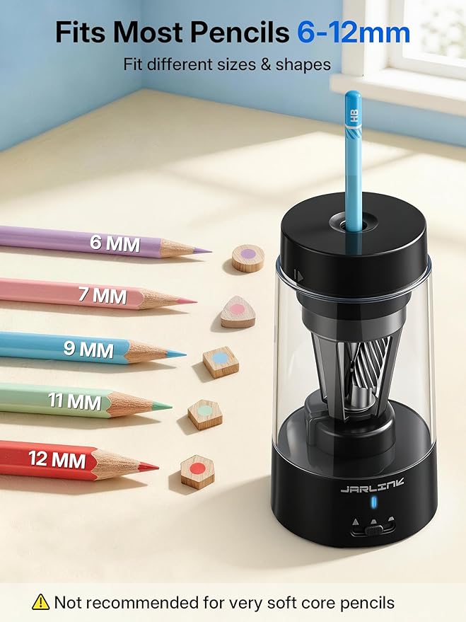 JARLINK Fully Automatic Rechargeable Electric Pencil Sharpener