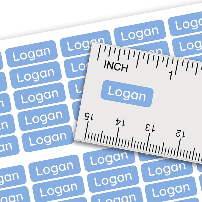Personalized Mini Name Labels for Kids (210 Count) – Custom Waterproof Name Stickers for School, Daycare, Water Bottles, Lunch Boxes, Pencils, Supplies - Cornflower Blue