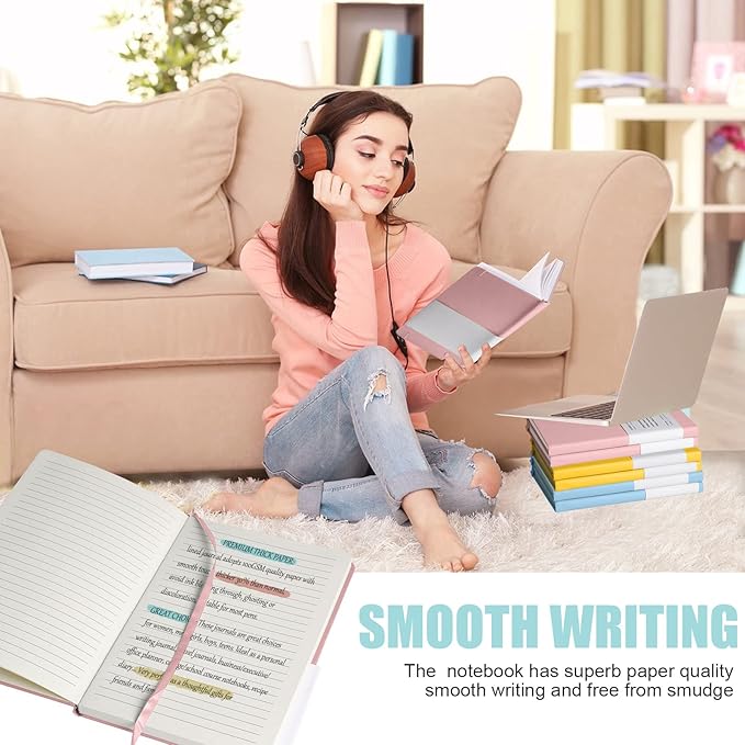 Lined Journal Notebook – Hardcover Notebook for Men & Women – Journals for Writing, Work, School, Home & Daily Notes, 160 Pages – Medium A5, 5.7"x8", 100 gsm Thick Paper (Pink)
