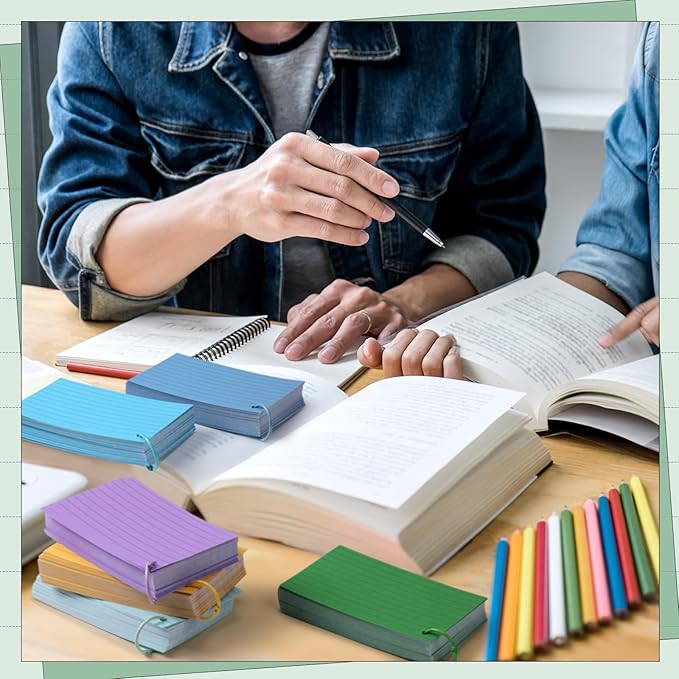 Ctosree 1440 Pcs Back to School Gifts Colored Index Cards with Binder Ring Ruled Flash Cards 12 Color Lined Note 56lb Cover for Studying Memory Office School(3 x 5 Inch,Fresh Color)