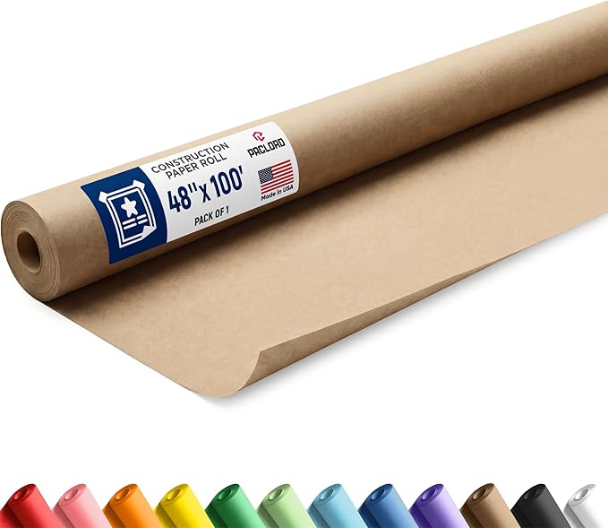 Natural Kraft Brown Construction Paper Roll 48" x 100 ft – Made in USA – 48" Bulletin Board Paper for Classroom & School, Teachers & Kids