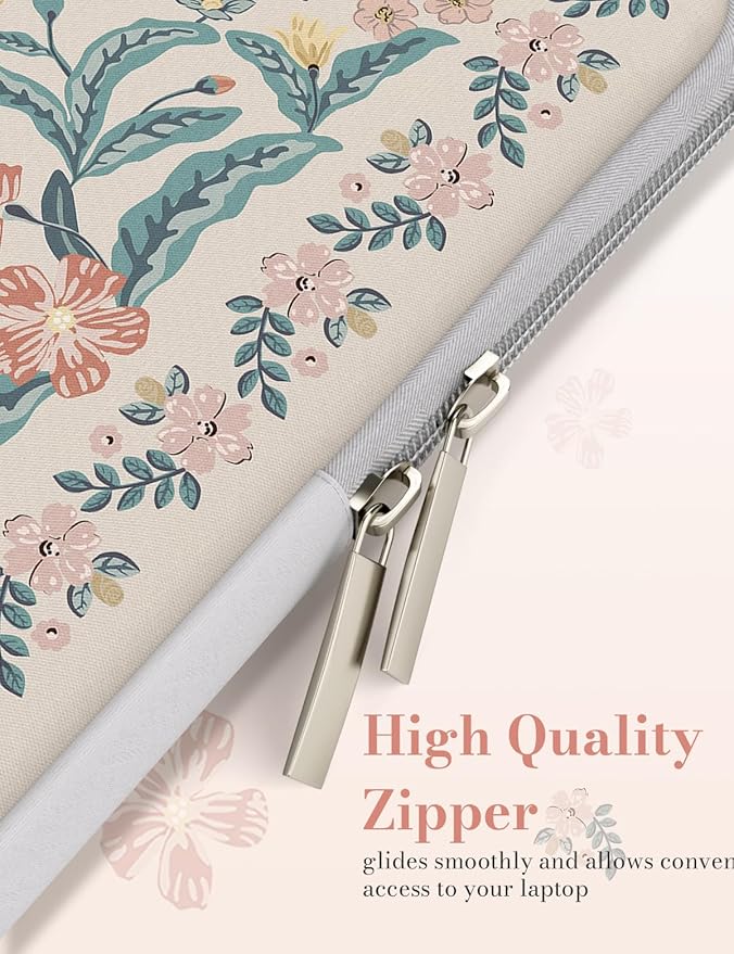 iCasso Laptop Sleeve 13 inch for MacBook Air 13-13.6 inch, Vintage MacBook Neo/Pro 13 inch case, Slim Protective Travel Carrying Case for MacBook Pro 14 inch, Chromebook, HP, Pink Boho Floral