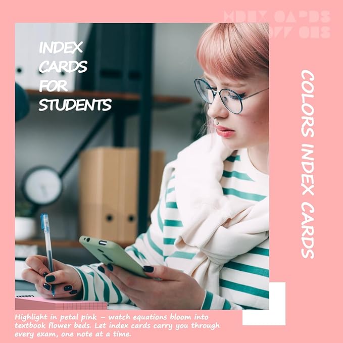 Pink Index Cards 3x5 Inch - 200 Count, Ruled Index Flash Cards for Studying, 180GSM Pink Note Cards 3x5 Lined Index Cards, Flashcards 3 x 5 Notecards Lined College Ruled Study Card for Office, School