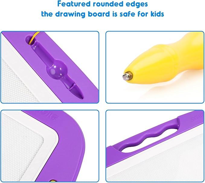 SGILE Toddler Toys for Kids, Large Magnetic Drawing Board for Birthday Gift, Toys for 1 2 3 4 Year Old Girls Boys, Etch & Sketch Pad with 4 Stamps, Learning and Educational, 16 ×13 in, Purple