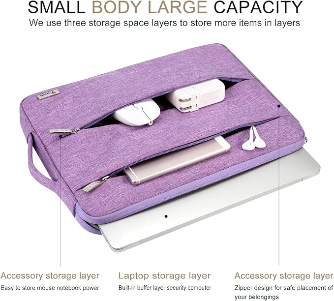 Voova 13 13.6 Inch Laptop Sleeve Case Compatible with MacBook Air 13 M1/M2/M3/M4 2020-2025, MacBook Pro 13/14, IPad Air/Pro 13, Waterproof Slim Computer Bag Cover with Handle, Lavender
