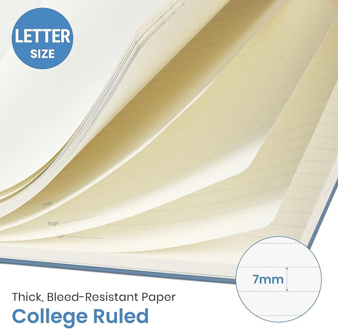 Taja Large Spiral Lined Journal for Women and Men, Notebook for Work