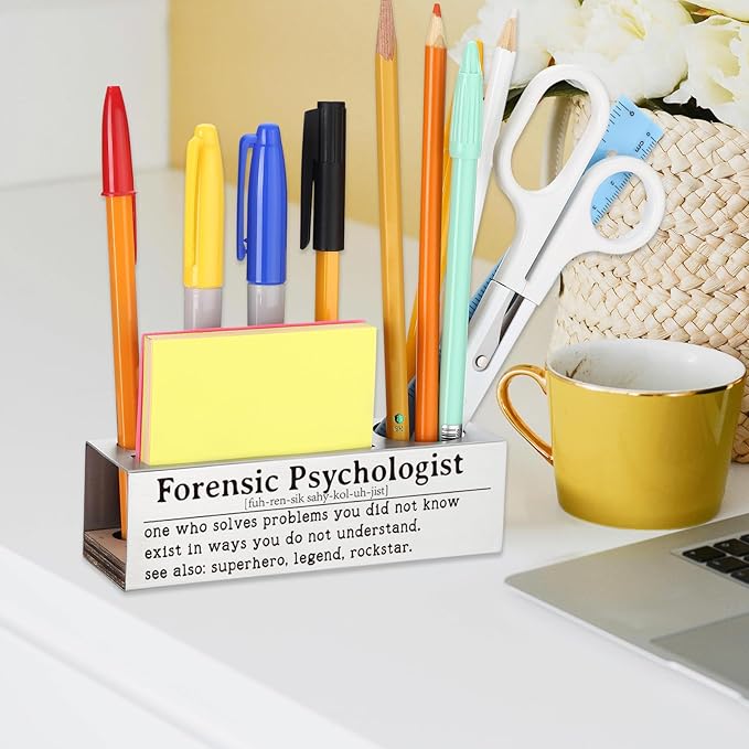 Forensic Psychologist Appreciation Gift, Office Desk Decor for Criminal Psychologists, Behavioral Analysts, Mental Health Experts Career Recognition Gift, Funny Office Pencil Holder for Desk SD275