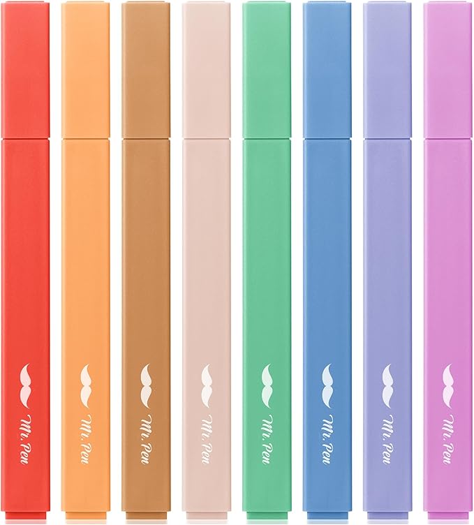 Mr. Pen- Aesthetic Highlighters No Bleed, 8 Pack, Rainbow Rangers, Chisel Tip, Cute Highlighters Assorted Colors for Journaling, Highlighting, Underlining, Fast Dry, Back to School Supplies
