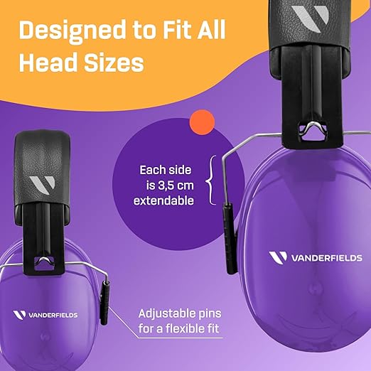 Vanderfields - Hearing Protection Ear Muffs - Over 35 dB (2K Hz) Broad Noise Cancelling Sound Reduction - Adults & Teens