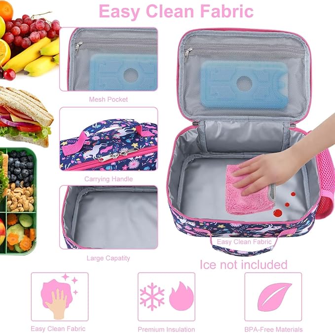 RHCPFOVR Kids Lunch Bag - Insulated Lunch Box for Boys Girls,Washable Lunch Bag and Reusable Toddler Leak-proof Lunchbox for School and Daycare