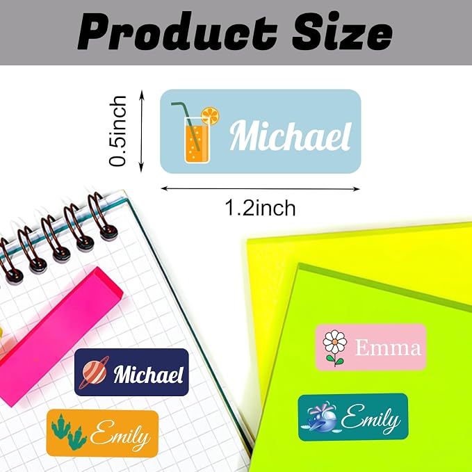 Personalized Name Labels for School Supplies 100 Pcs Custom Waterproof Name Stickers Customized Daycare Water Bottles Pencil Labels,1.2"x 0.5"