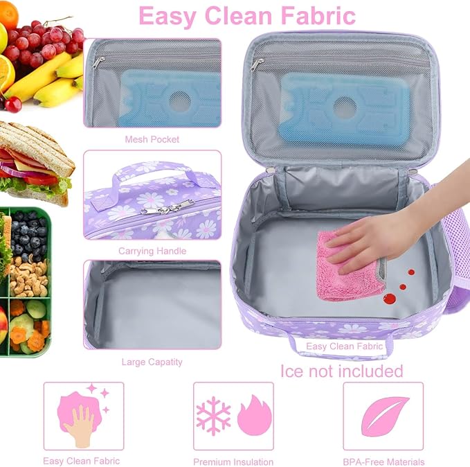 RHCPFOVR Kids Lunch Bag - Insulated Lunch Box for Boys Girls,Washable Lunch Bag and Reusable Toddler Leak-proof Lunchbox for School and Daycare