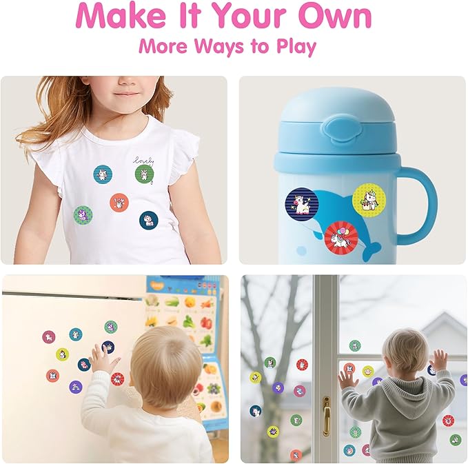 iPlay, iLearn Kids Unicorn Sticker Stamp Set - 400+ Stickers 18-Page Activity Book, Toddler Creative Mess-Free Art Craft Educational Travel Toy, Birthday Easter Basket Gifts 3 4 5 6 Year Old Girl Boy
