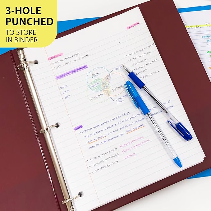 BAZIC Products College Ruled Filler Paper, 150 Sheets, 10.5" x 8", 6-Pack