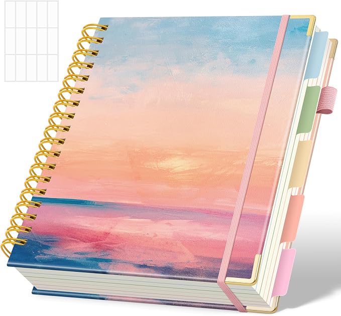 SKYDUE Sprial Notebook With Dividers Tabs, 5 Subject Notebook College Ruled